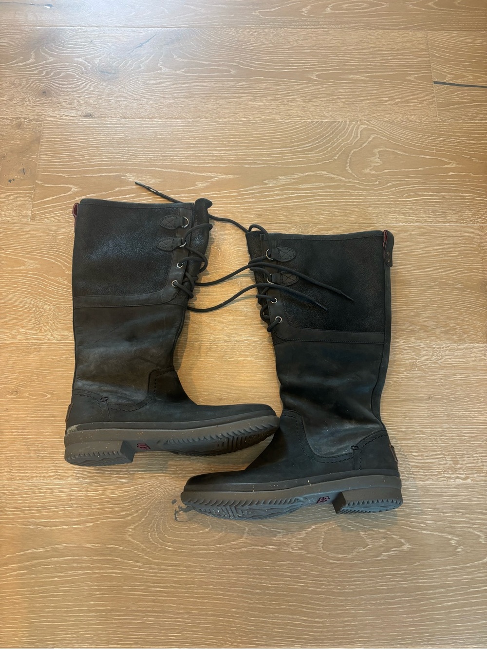 UGG Brown Shearling-Lined Lace-Up Leather and Rubber Boots